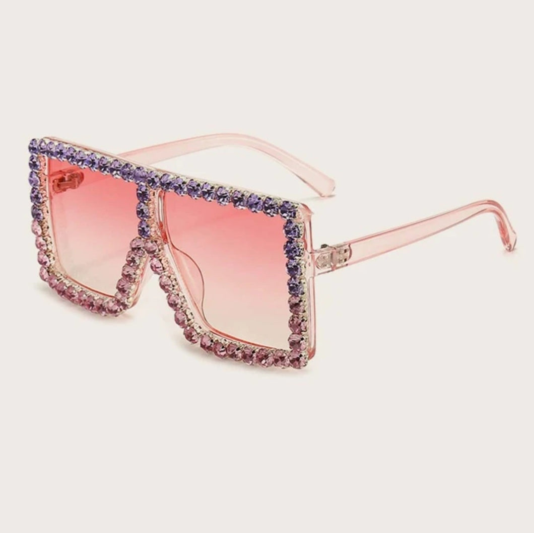 SPARKLE ON RHINESTONE SUNGLASSES (PURPLE/PINK)